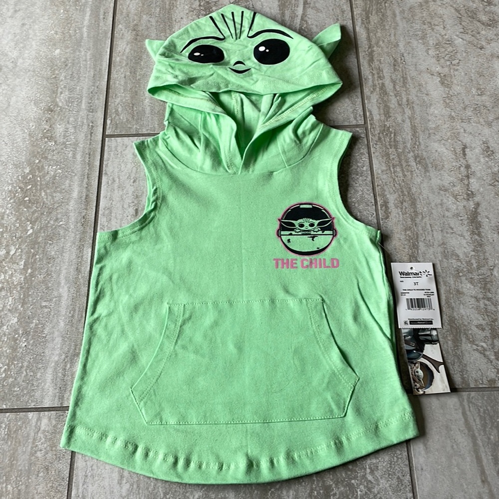 Star wars 3T green hooded sleeveless tank top for kids